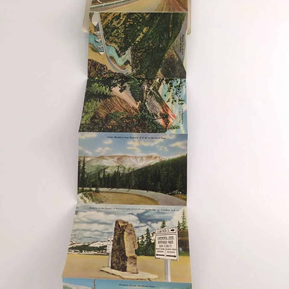 Victory Highway US 40 1930s Fold-Out Linen‎ Postcards Transcontinental Mountains